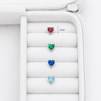 Single lobe earring 925 silver heart with zircon