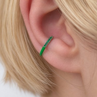 Ear cuff in argento 925 rodiato smaltato in diversi colori