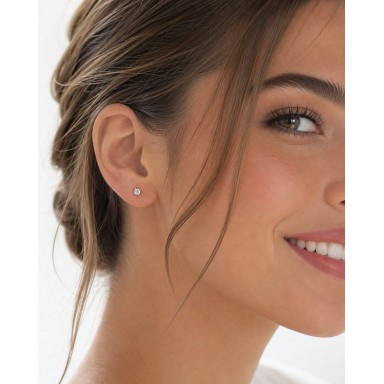 Earring single with white zircon in silver 925 0,3 cm
