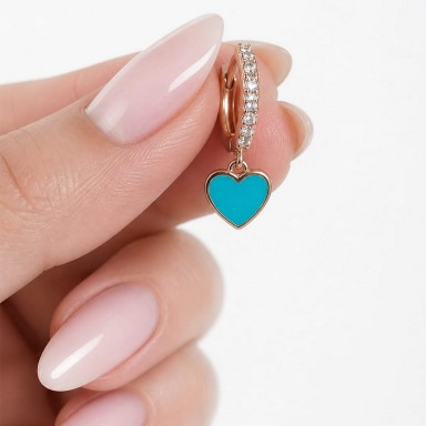 Cerchietto singolo argento 925 rosa con cuore smaltato azzurro
