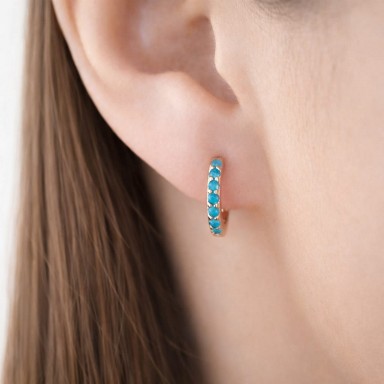 Cerchietto singolo argento 925 placcato oro rosa con zirconi azzurri