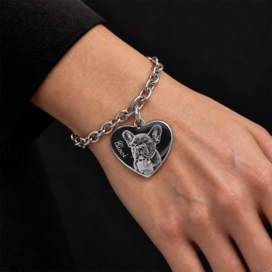 Bracciale a cuore con foto in acciaio inox