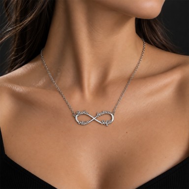 Infinity family necklace in stainless steel