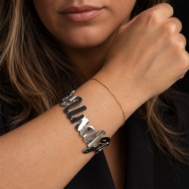 Bracciale "MaiUnaGioia" rigido in acciaio inox