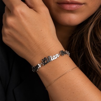 Bracciale con tre nomi in acciaio inox
