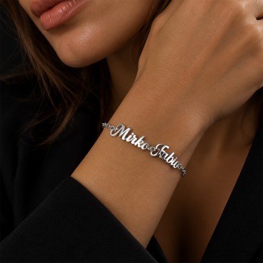 Bracciale con due nomi in acciaio inox