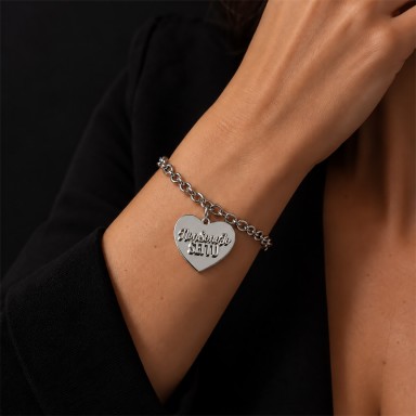 Bracciale saldato "Non sono io sei tu" in acciaio inox