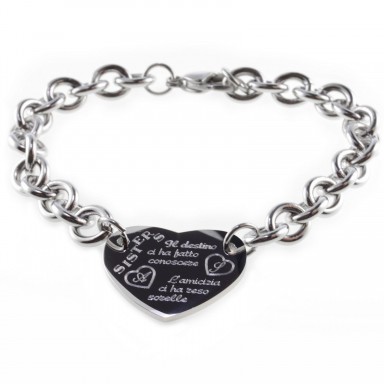 Sister "destiny" heart bracelet in stainless steel