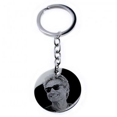 Round keyring with photo in stainless steel