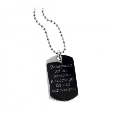 Collana per la maestra targhetta in acciaio inox