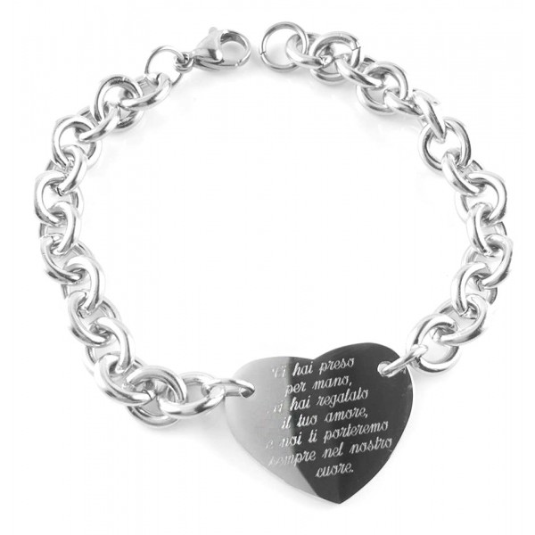 Bracciale Donna KnSam In Acciaio Inox Oro E Argento Con Ciondolo A Cuore: Vintage, Anallergico, Regalo Con Confezione
