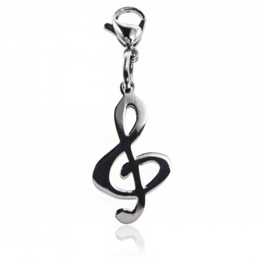 Treble clef charm in stainless steel