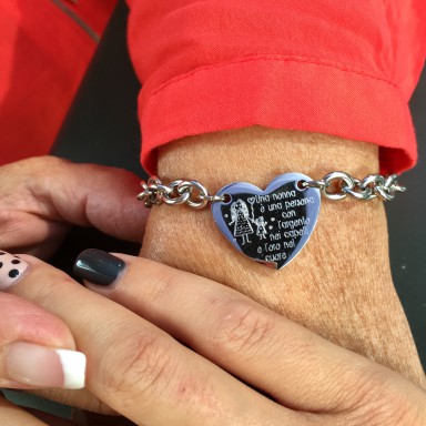 Grandma heart bracelet chained in stainless steel