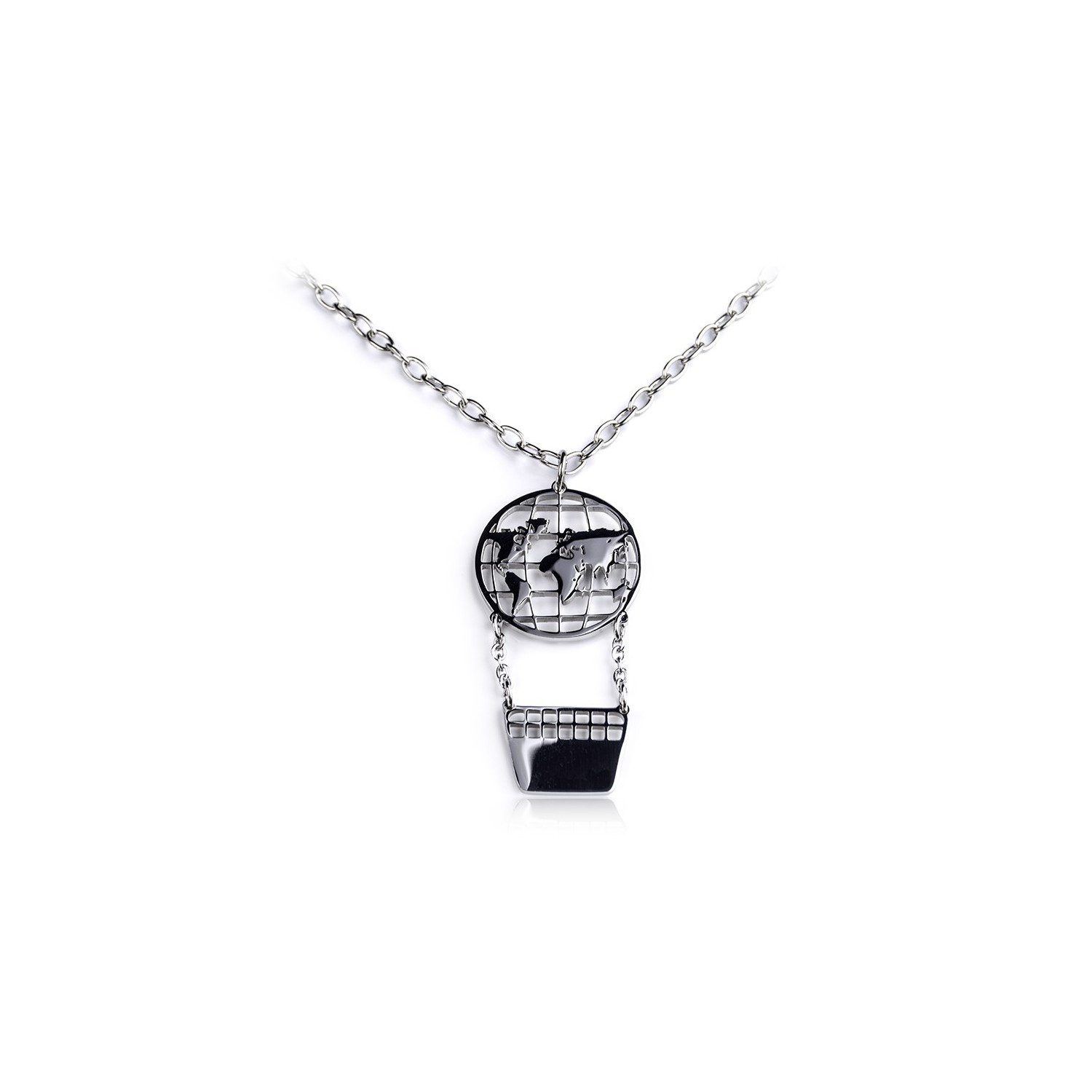 Collana Mappamondo In Argento 925 Per Donna - Girocollo Con Ciondolo Planisfero - Lunghezza Catena 40+5 Cm - Regalo Viaggiatore - 3