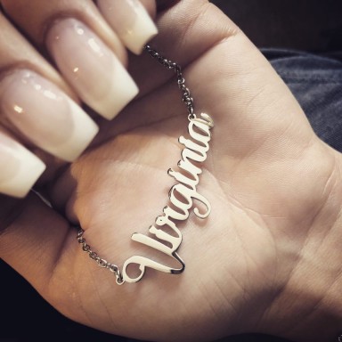 Personalized name or writing necklace in stainless steel