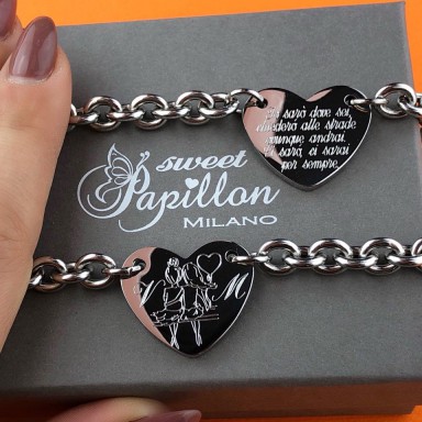Coppia di bracciali "Feeling" fronte e retro in acciaio inox