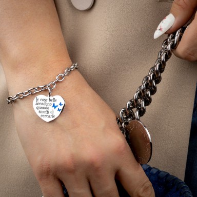 Enameled bracelet "good things" in stainless steel