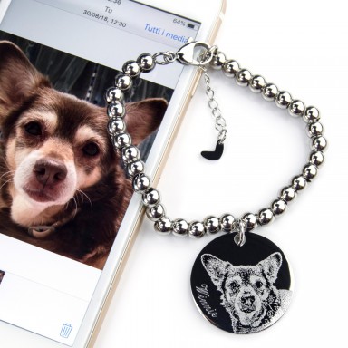 Custom round pendant bracelet with photo