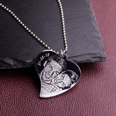 Heart Necklace with photo in stainless steel