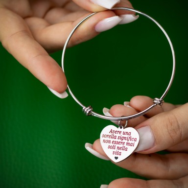"Having a sister" rigid bracelet in stainless steel