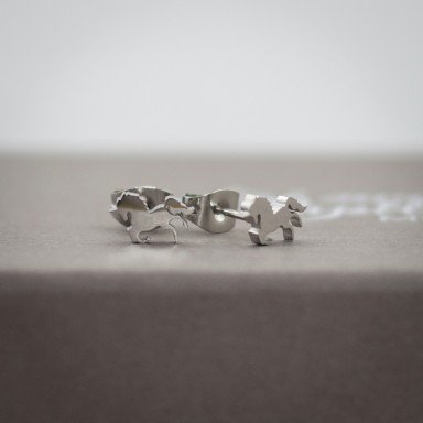 Pair of stainless steel micro unicorn earrings
