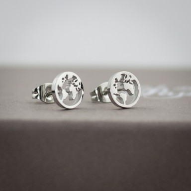 Pair of micro world earrings in stainless steel