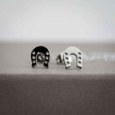Pair of micro horseshoe earrings in stainless steel