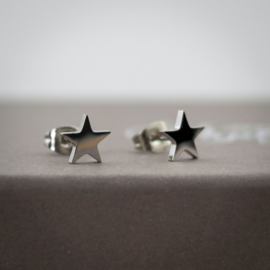 Pair of shiny stainless steel micro earrings