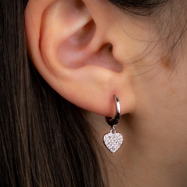 Single earring 925 silver pink smooth heart