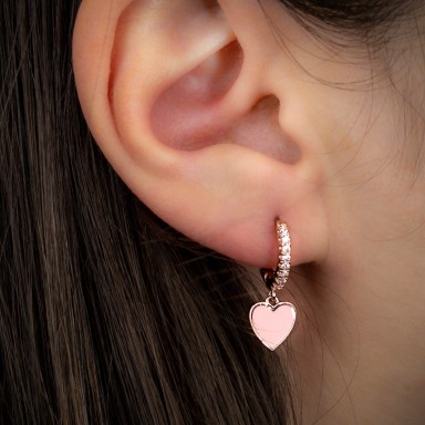 Cerchietto singolo argento 925 rosa con cuore smaltato rosa