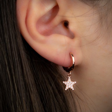 Cerchietto singolo argento 925 rosa con stella con zirconi