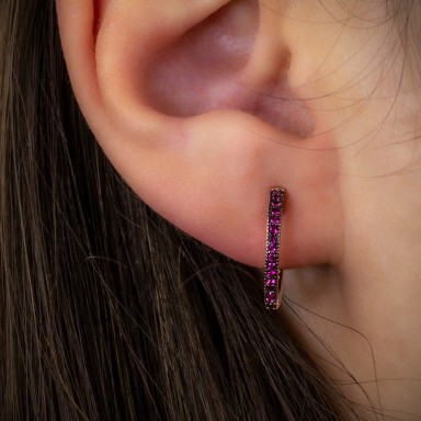 Single pink 925 silver headband with ruby zircons