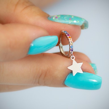 Single headband 925 rhodium silver with rainbow star