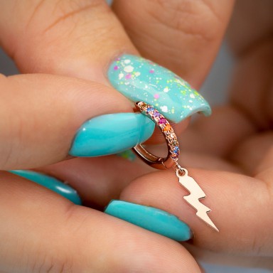Cerchietto singolo argento 925 rosa con fulmine rainbow