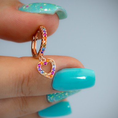 Single pink 925 silver headband with rainbow heart