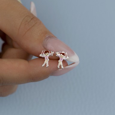 Pair of pink gymnasts earrings in 925 silver