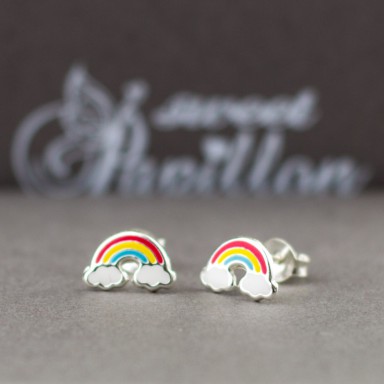 Coppia di orecchini lobo arcobaleno classic in argento 925