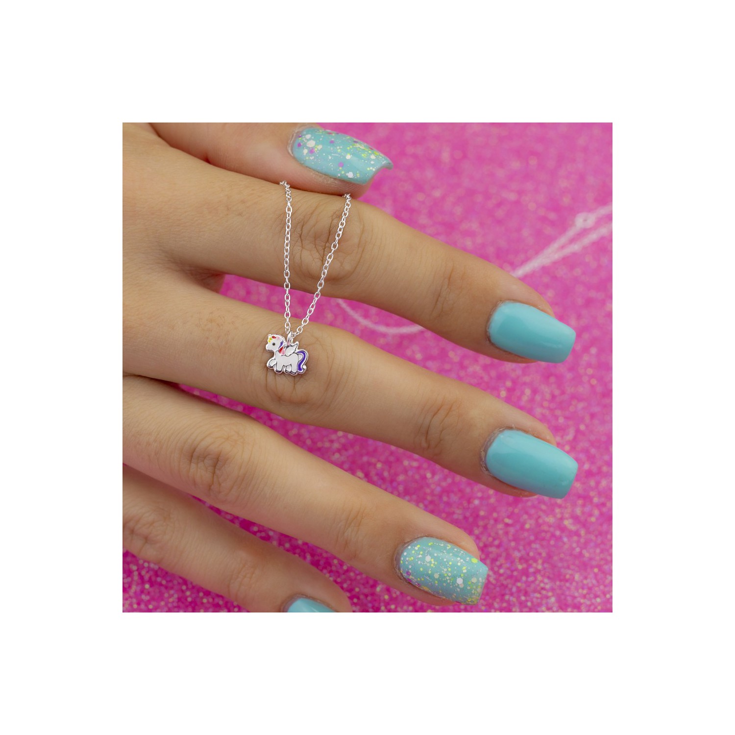 Collana micro unicorno viola e rosa piccolo Collana micro unicorno viola e rosa piccolo