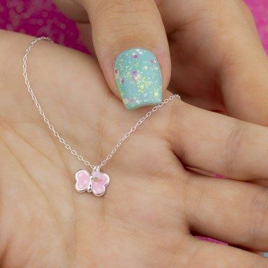 Pink butterfly necklace in 925 silver