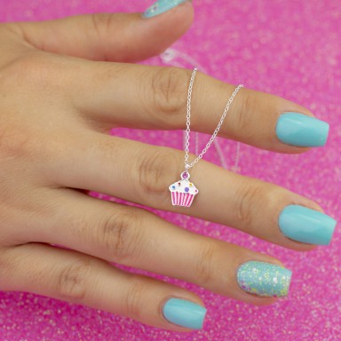 Collana muffin fuxia in argento 925