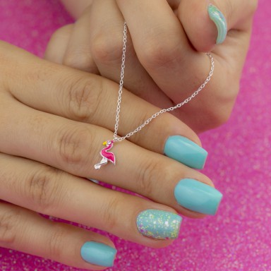 Fuchsia flamingo necklace in 925 silver