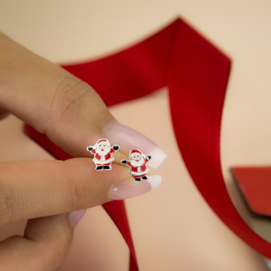 Coppia di orecchini lobo babbo natale in argento 925