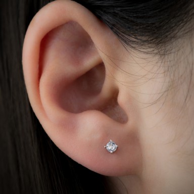 Earring single with white zircon
