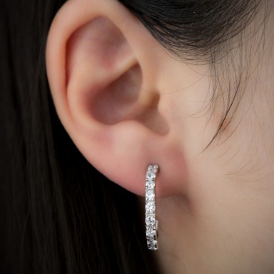 Orecchino mezzo cerchio grande in argento 925 con zirconi