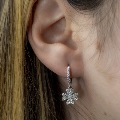 Single 925 silver four-leaf clover earring