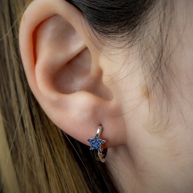 Cerchietto singolo stellina con zirconi blu argento 925
