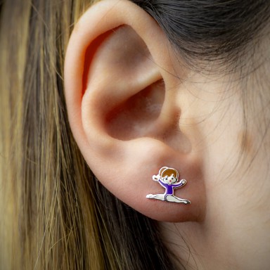 Pair of purple gymnasts earrings in 925 silver