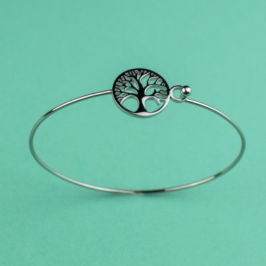 Rigid bracelet with tree of life