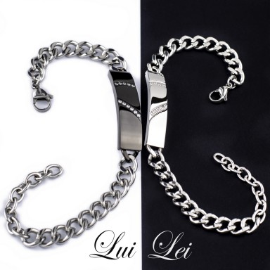 Pair of stainless steel Lui Lei chain bracelets