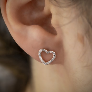Rose gold plated 925 silver heart with white zircons